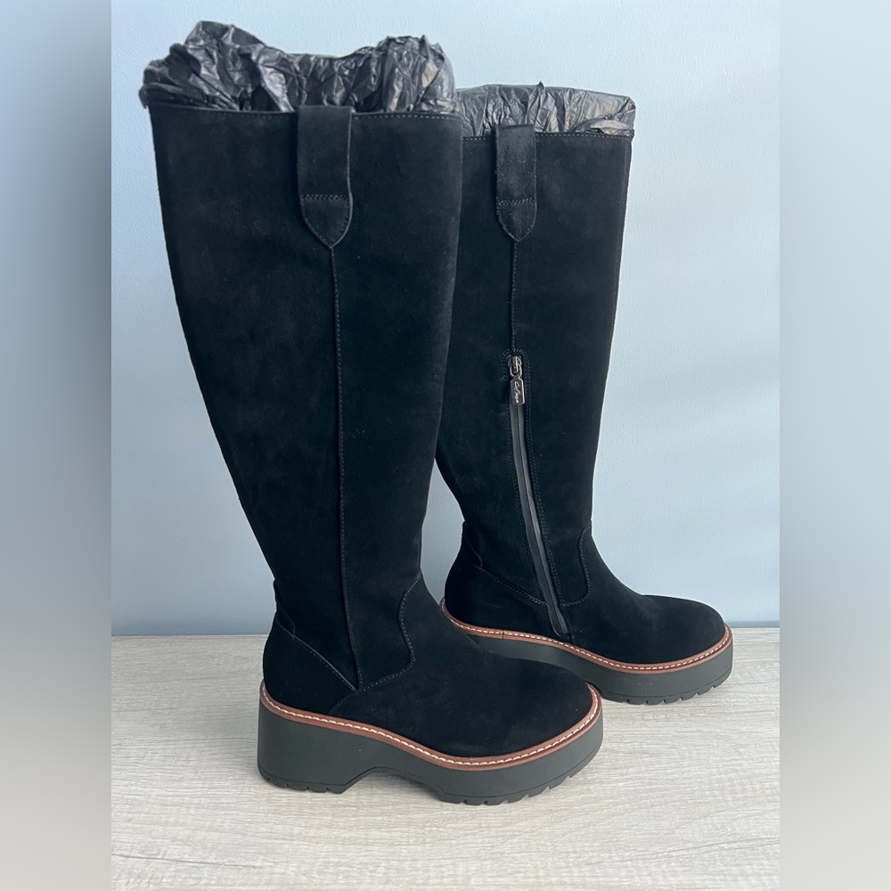 Aqua College Women's Waterproof Gina Platform Black Suede Boots Size 6
